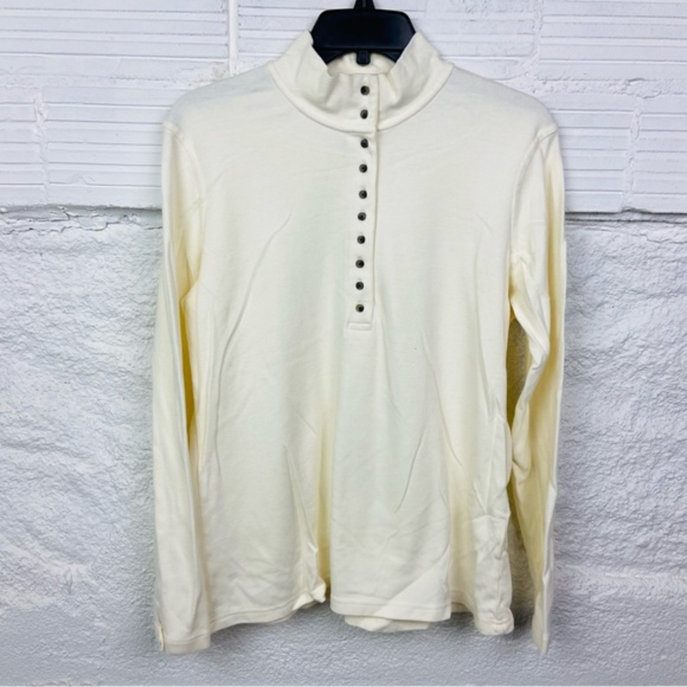 Natural Reflections Ivory half Button-Up long sleeve Shirt size large